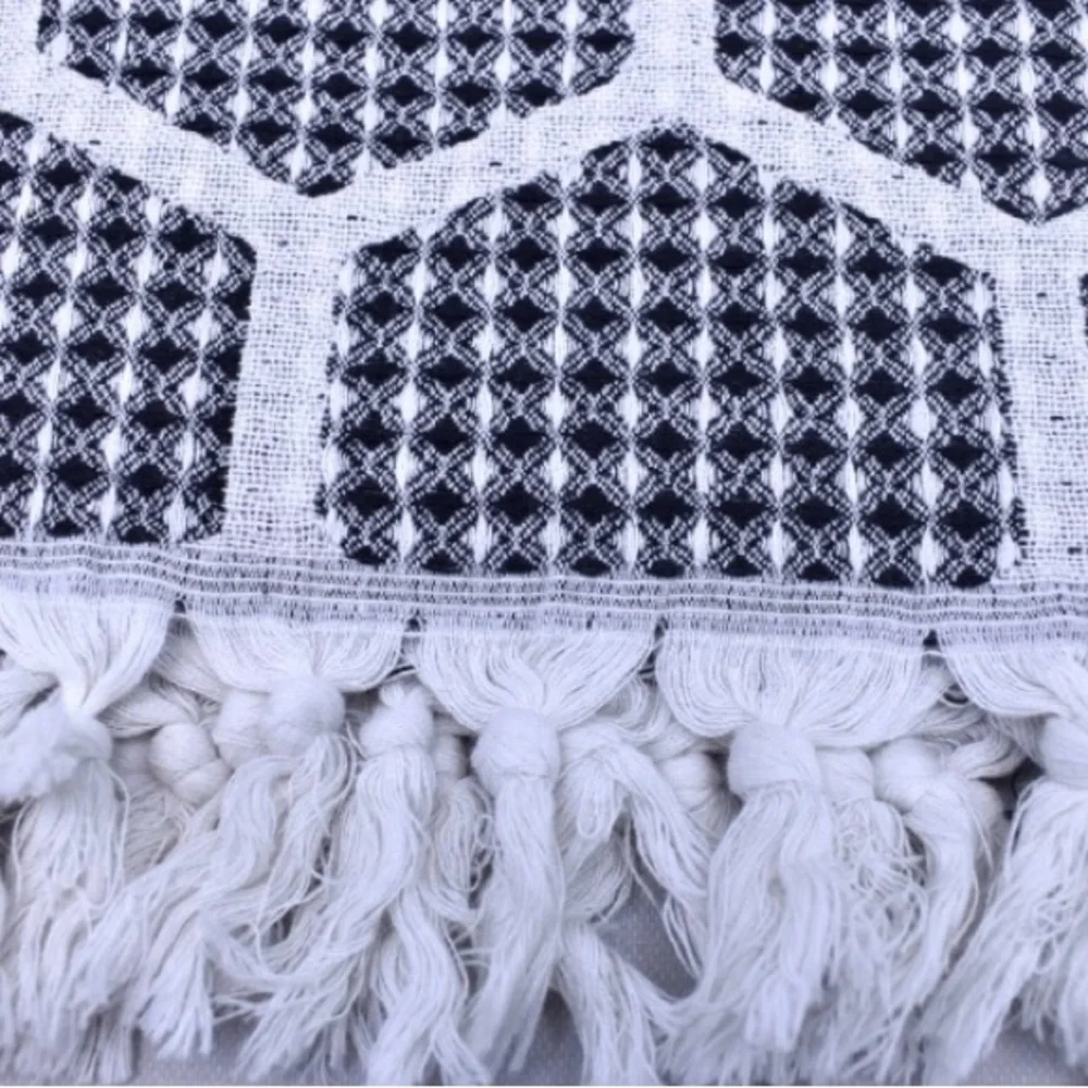 Modern Kitchen Towel Geometric Waffle Weave Black + White NEW honeycomb modern